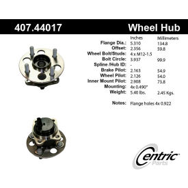 Centric Premium Hub and Bearing Assembly; With Integral ABS, Centric Parts 407.44017