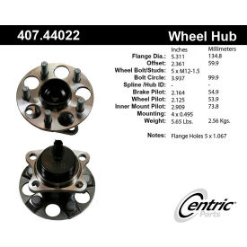 Centric Premium Hub and Bearing Assembly; With Integral ABS, Centric Parts 407.44022 Centric Premium Hub and Bearing Assembly; With Integral ABS, Centric Parts 407.44022
