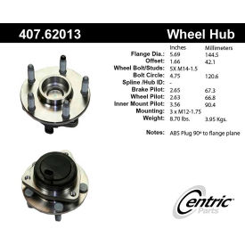 Centric Premium Hub and Bearing Assembly; With Integral ABS, Centric Parts 407.62013