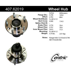 Centric Premium Hub and Bearing Assembly; With Integral ABS, Centric Parts 407.62019