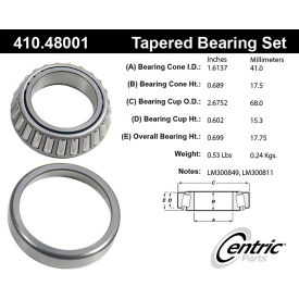 Centric Premium Wheel Bearing and Race Set, Centric Parts 410.48001