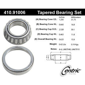 Centric Premium Wheel Bearing and Race Set, Centric Parts 410.91006 Centric Premium Wheel Bearing and Race Set, Centric Parts 410.91006
