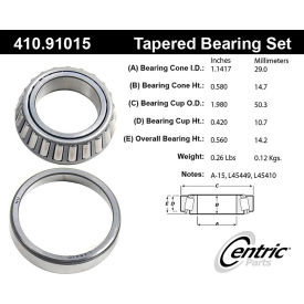 Centric Premium Wheel Bearing and Race Set, Centric Parts 410.91015