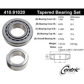 Centric Premium Wheel Bearing and Race Set, Centric Parts 410.91020