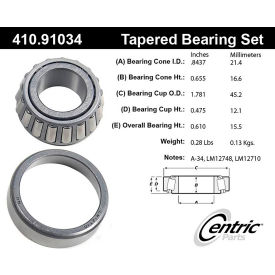 Centric Premium Wheel Bearing and Race Set, Centric Parts 410.91034