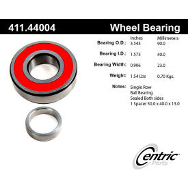 Centric Premium Axle Shaft Bearing Assembly Single Row, Centric Parts 411.44004