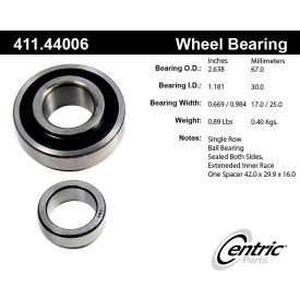 C-Tek Standard Axle Shaft Bearing Assembly Single Row, C-Tek 411.44006E C-Tek Standard Axle Shaft Bearing Assembly Single Row, C-Tek 411.44006E