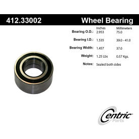 Centric Premium Double Row Wheel Bearing, Centric Parts 412.33002