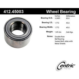 Centric Premium Double Row Wheel Bearing, Centric Parts 412.45003 Centric Premium Double Row Wheel Bearing, Centric Parts 412.45003