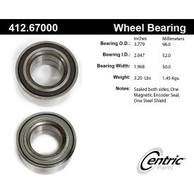 Centric Premium Double Row Wheel Bearing, Centric Parts 412.67000