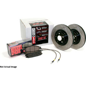 StopTech Sport Axle Pack; Slotted Rotor; 4 Wheel Brake Kit with Brake lines, StopTech 977.44016