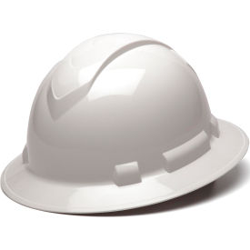 Ridgeline Full Brim Hard Hat White 4-Point Ratchet Suspension