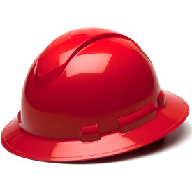 Ridgeline Full Brim Hard Hat Red Full Brim 4-Point Ratchet Suspension