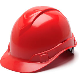 Ridgeline Cap Style Hard Hat Red 4-Point Ratchet Suspension