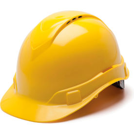 Ridgeline Vented Cap Style Hard Hat Yellow 4-Point Ratchet Suspension