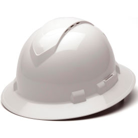 Ridgeline Vented Full Brim Hard Hat White Pattern 4-Point Ratchet Suspension