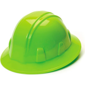 SL Series Full Brim Hard Hat Hi-Vis Green 4-Point Ratchet Suspension