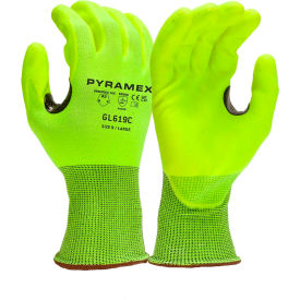 Pyramex® Cut Resistant Gloves Micro Foam Nitrile Coated ANSI A2 XL Hi-Vis Lime