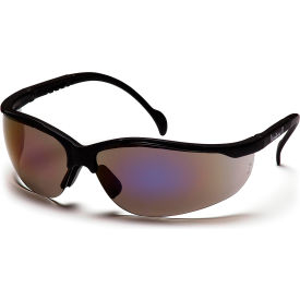 Venture Ii® Safety Glasses Blue Mirror Lens  Black Frame