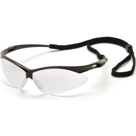 Pmxtreme™ Safety Glasses Clear Anti-Fog Lens  Black Frame & Cord