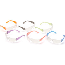 Intruder™ Safety Glasses Multi-Pack Clear Lens Assorted Temple Colors 12 Pairs/Dozen
