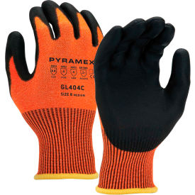 Pyramex Safety Products GL404CL Polyurethane HPPE HiVis Orange Liner A4 Cut-Resistant Gloves, Size Large image.