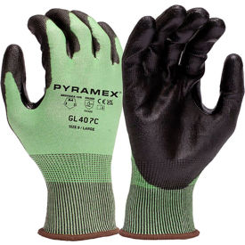 Pyramex® Cut Resistant Gloves Polyurethane Coated ANSI A4 M Green