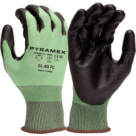 Pyramex® Cut Resistant Gloves Polyurethane Coated ANSI A4 S Green