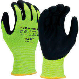 Pyramex Safety Products GL607CL Foam-Nitrile Gloves, 13g HPPE HiVis Lime A4 Cut, Size Large image.