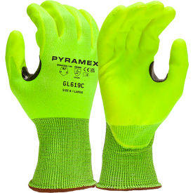 Pyramex® Cut Resistant Gloves Micro Foam Nitrile Coated ANSI A2 L Hi-Vis Lime