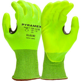Pyramex® Cut Resistant Gloves Micro Foam Nitrile Coated ANSI A2 S Hi-Vis Lime