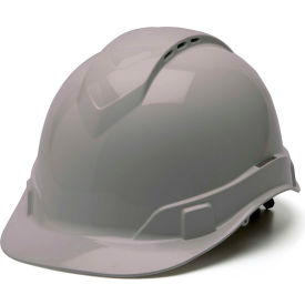 Pyramex Safety Products HP44112V Ridgeline Vented Cap Style Hard Hat, Gray, 4-Point Ratchet Suspension image.