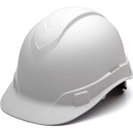 Pyramex Safety Products HP44116 Ridgeline Cap Style Hard Hat, Matte White Graphite Pattern, 4-Point Ratchet Suspension image.