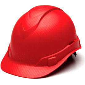 Pyramex Safety Products HP44121 Ridgeline Cap Style Hard Hat, Matte Red Pattern, 4-Point Ratchet Suspension image.