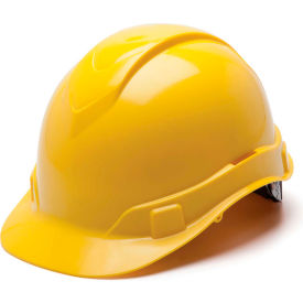 Pyramex Safety Products HP44130 Ridgeline Cap Style Hard Hat, Yellow, 4-Point Ratchet Suspension image.