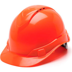 Pyramex Safety Products HP44141V Ridgeline Vented Cap Style Hard Hat, Hi-Vis Orange, 4-Point Ratchet Suspension image.