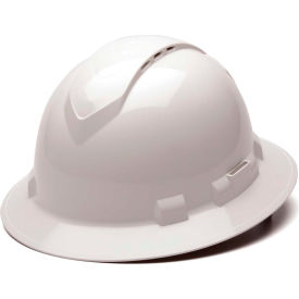 Pyramex Safety Products HP54110V Ridgeline Vented Full Brim Hard Hat, White Pattern, 4-Point Ratchet Suspension image.