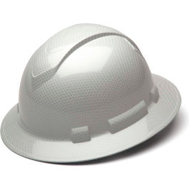 Ridgeline Full Brim Hard Hat, Shiny White Graphite Pattern, 4-Point Ratchet Suspension - Pkg Qty 12