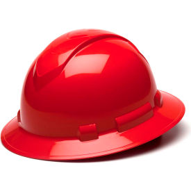 Pyramex Safety Products HP54120 Ridgeline Full Brim Hard Hat, Red, Full Brim 4-Point Ratchet Suspension image.