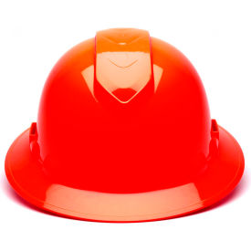 Pyramex Safety Products HP54141V Ridgeline Vented Full Brim Hard Hat, Vented Hi-Vis Orange, Full Brim 4-Point Ratchet Suspension image.