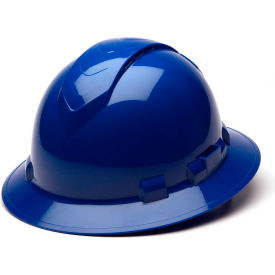 Pyramex Safety Products HP54160V Ridgeline Vented Full Brim Hard Hat, Blue Pattern, 4-Point Ratchet Suspension image.