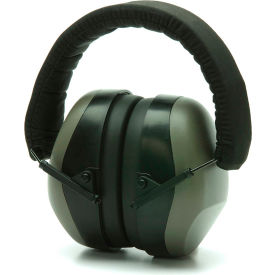 Pyramex Safety Products PM8010 Low Profile Foldaway Earmuffs, Gray, NRR 26dB, Individually Packaged image.