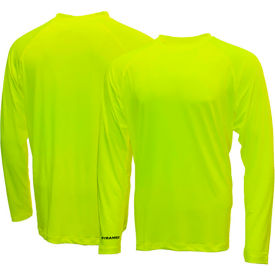 Pyramex® RLP1NS Long Sleeve Pullover T-Shirt with UV Protection M Hi-Vis Lime