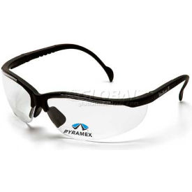 V2 Readers Safety Glasses Clear +2.5 Lens , Black Frame