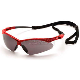 Pyramex Safety Products SR6320SP Pmxtreme™ Safety Glasses Gray Lens , Red Frame & Black Cord image.