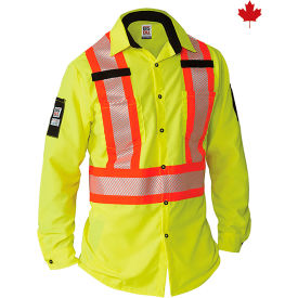 CODET NEWPORT CORP 144HVP/OS-R-YEL-2X Big Bill High-Vis Long Sleeve Shirt, Tear and Rip Resistant, 2XL, Yellow image.
