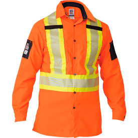 Big Bill High-Vis Long Sleeve Shirt, Tear and Rip Resistant, M, Orange