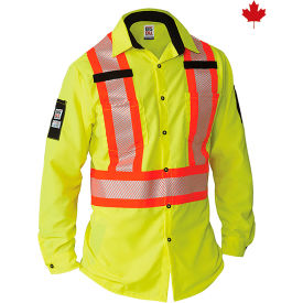 CODET NEWPORT CORP 144HVP-R-YEL-L Big Bill High-Vis Long Sleeve Shirt, Tear and Rip Resistant, L, Yellow image.