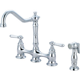 PIONEER INDUSTRIES INC 2AM501 Pioneer Americana 2AM501 Two Handle Kitchen Bridge with Spray Faucet Polished Chrome image.