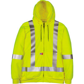 CODET NEWPORT CORP RT27WP11-R-YEL-L Big Bill Wind Pro Full Zip Hooded Sweater, Reflective, Flame Resistant, L, Yellow image.